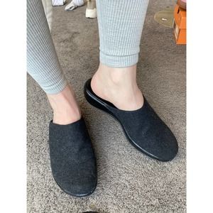 Clarks dark gray charcoal wool clogs, women's size 8